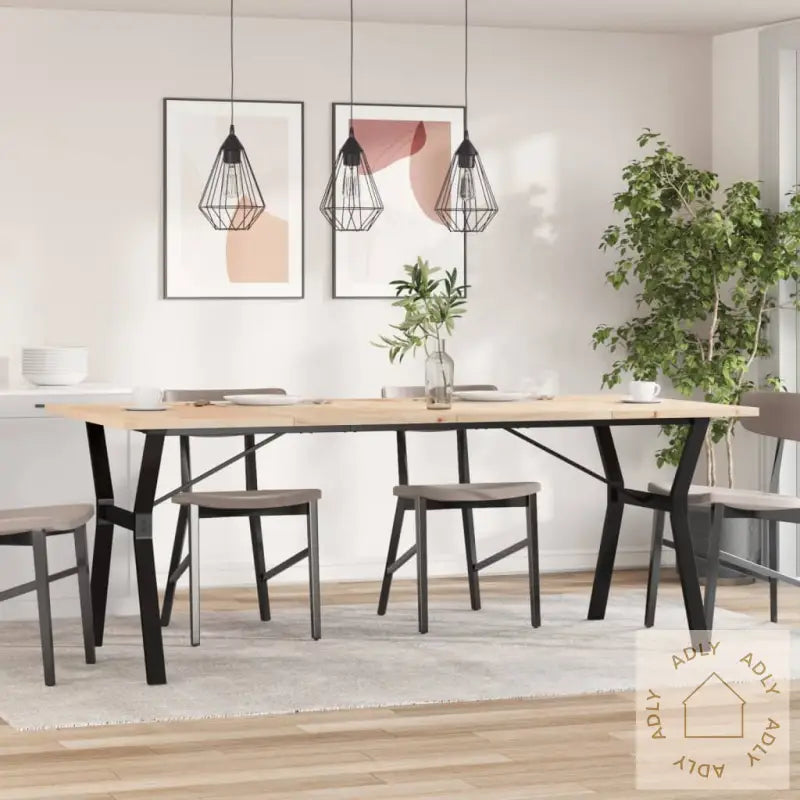 Spisebord Y-Ramme 200X100X75,5 Cm Heltre Furu Og Stål