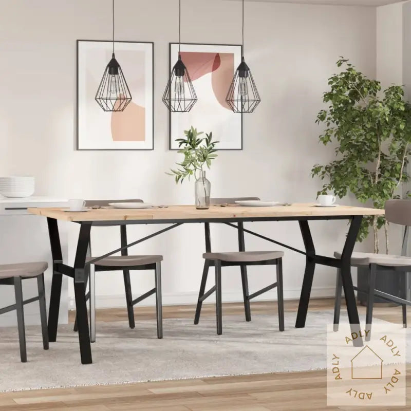 Spisebord Y-Ramme 180X90X75,5 Cm Heltre Furu Og Stål
