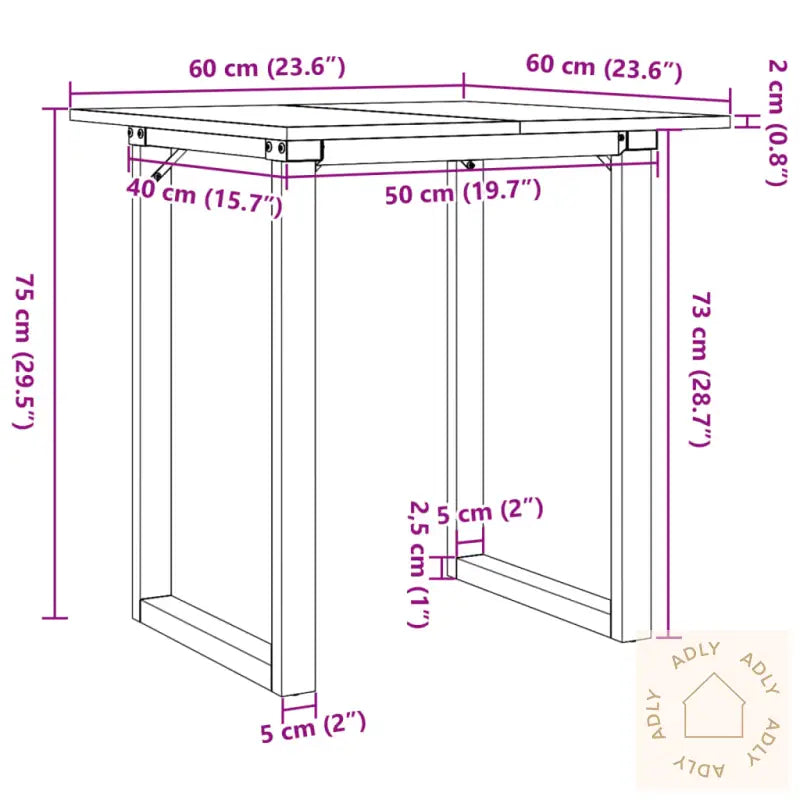 Spisebord O-Ramme 60X60X75 Cm Heltre Furu Og Stål