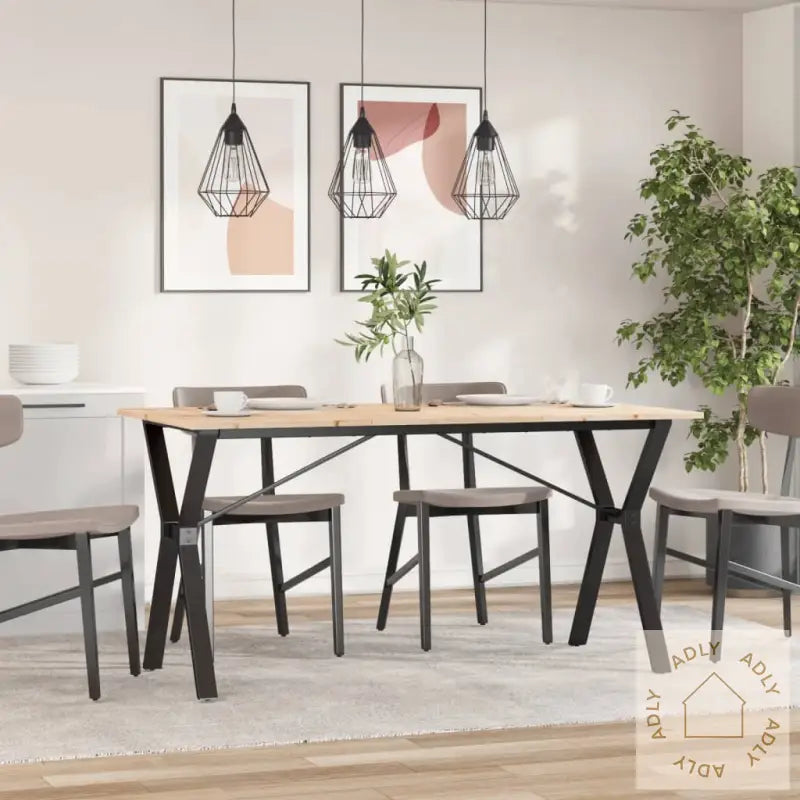 Spisebord Y-Ramme 140X80X75 Cm Heltre Furu Og Stål