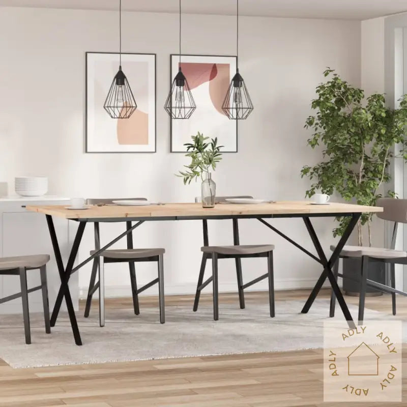 Spisebord X-Ramme 200X100X75,5 Cm Heltre Furu Og Stål