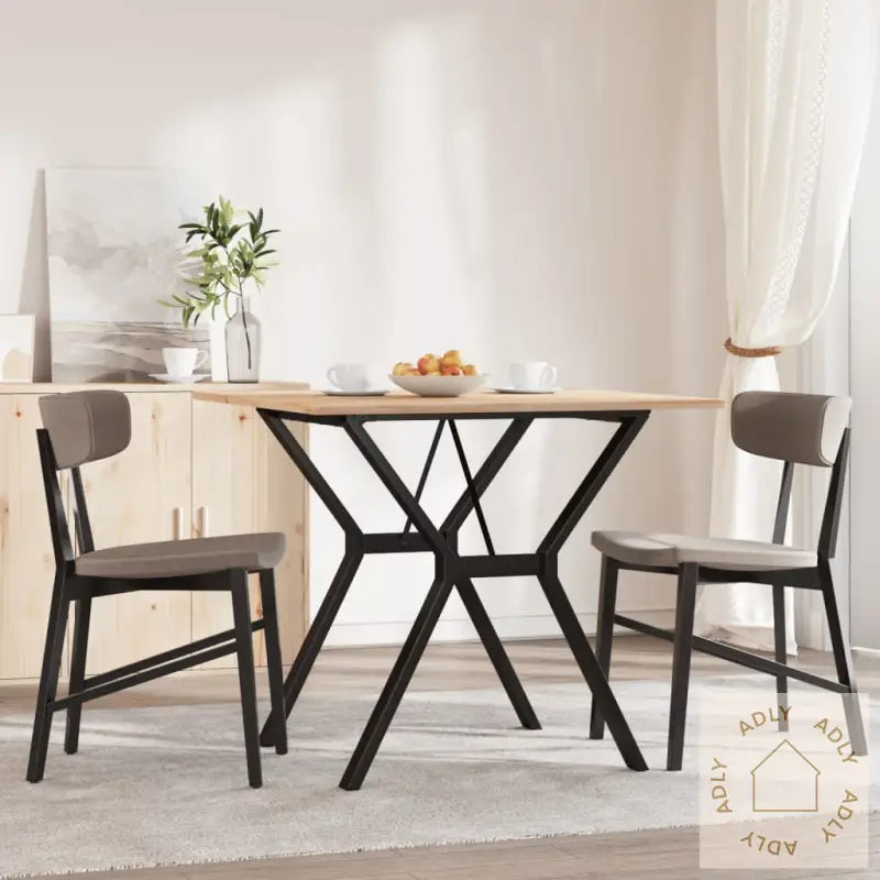 Spisebord Y-Ramme 90X90X75 Cm Heltre Furu Og Stål