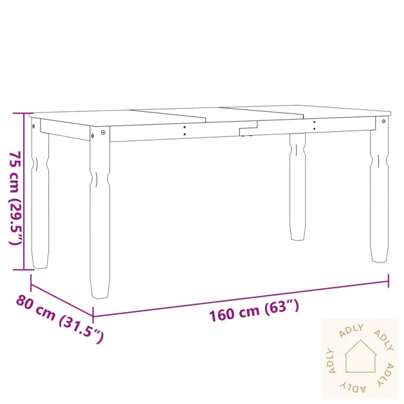 Spisebord Corona Grå 160X80X75 Cm Heltre Furu
