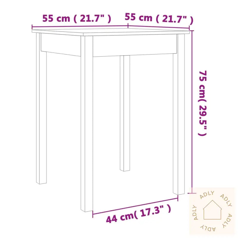 Spisebord Voksbrun 55X55X75 Cm Heltre Furu