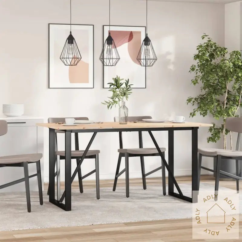 Spisebord O-Ramme 160X80X75 Cm Heltre Furu Og Stål