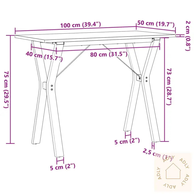 Spisebord Y-Ramme 100X50X75 Cm Heltre Furu Og Stål