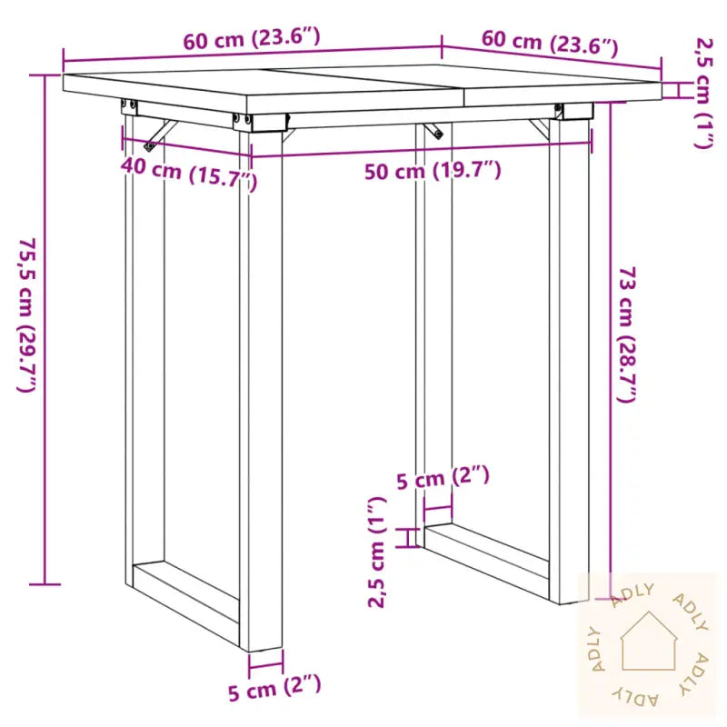 Spisebord O-Ramme 60X60X75,5 Cm Heltre Furu Og Stål