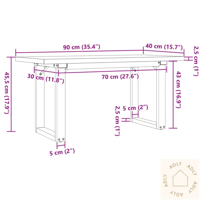 Salongbord O-Ramme 90X40X45,5 Cm Heltre Furu Og Stål