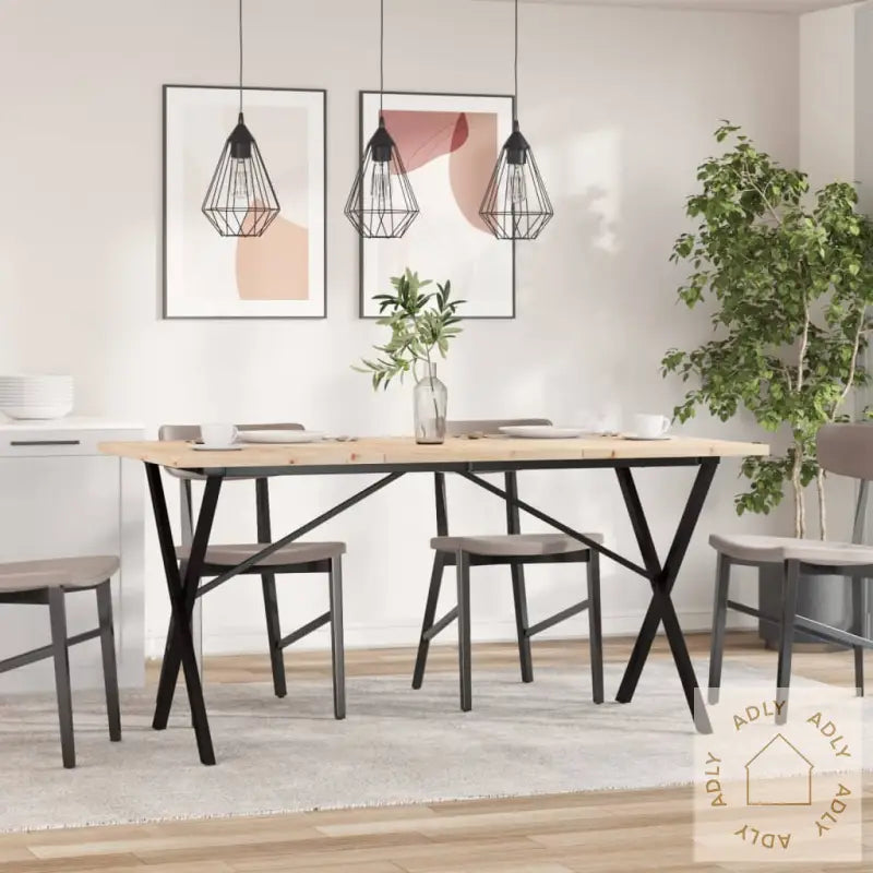 Spisebord X-Ramme 140X80X75,5 Cm Heltre Furu Og Stål