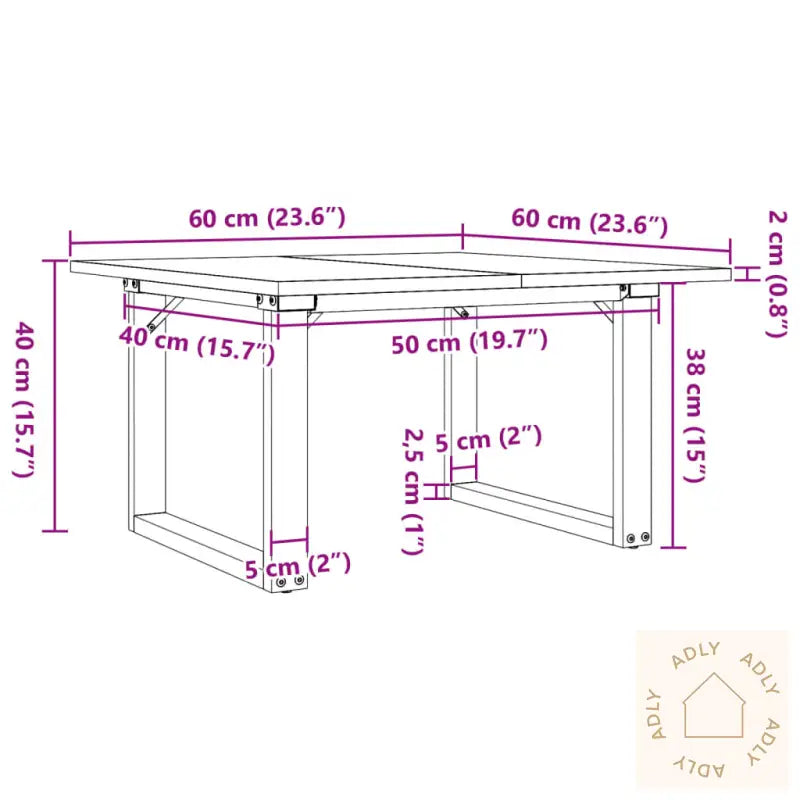 Salongbord O-Ramme 60X60X40 Cm Heltre Furu Og Stål