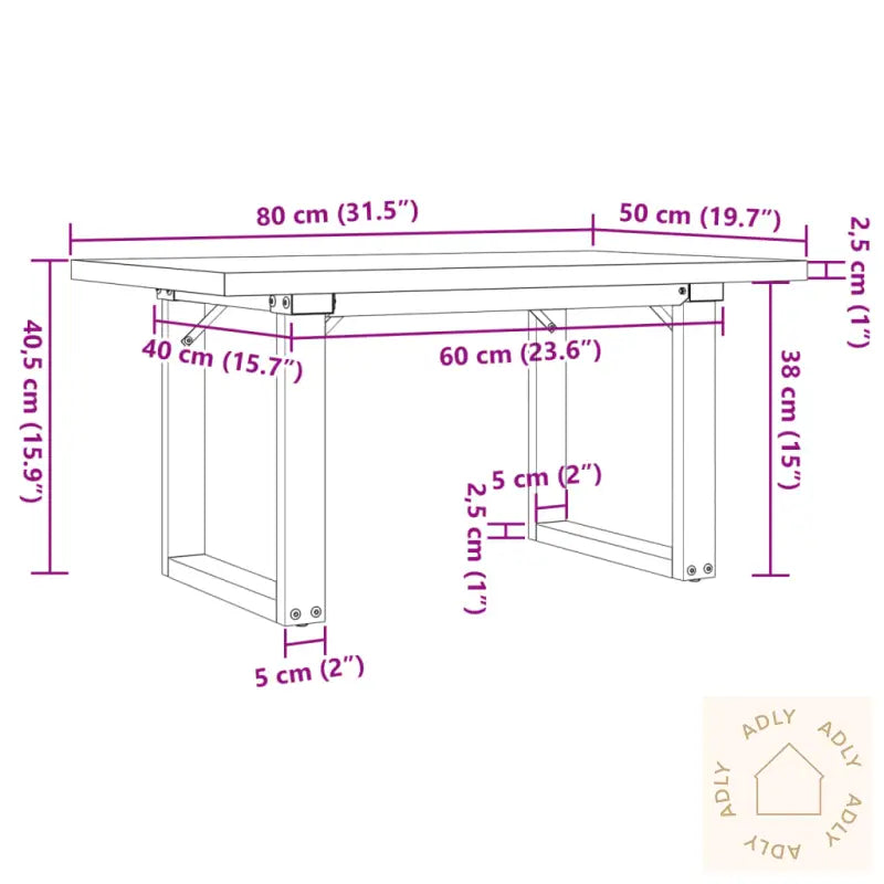 Salongbord O-Ramme 80X50X40,5 Cm Heltre Furu Og Stål