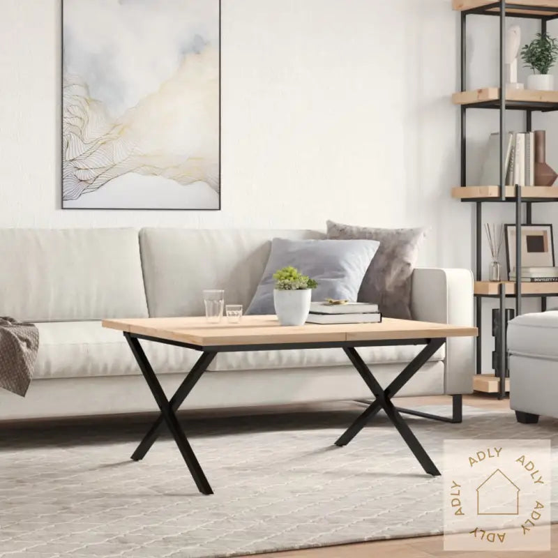 Salongbord X-Ramme 90X90X45,5 Cm Heltre Furu Og Stål