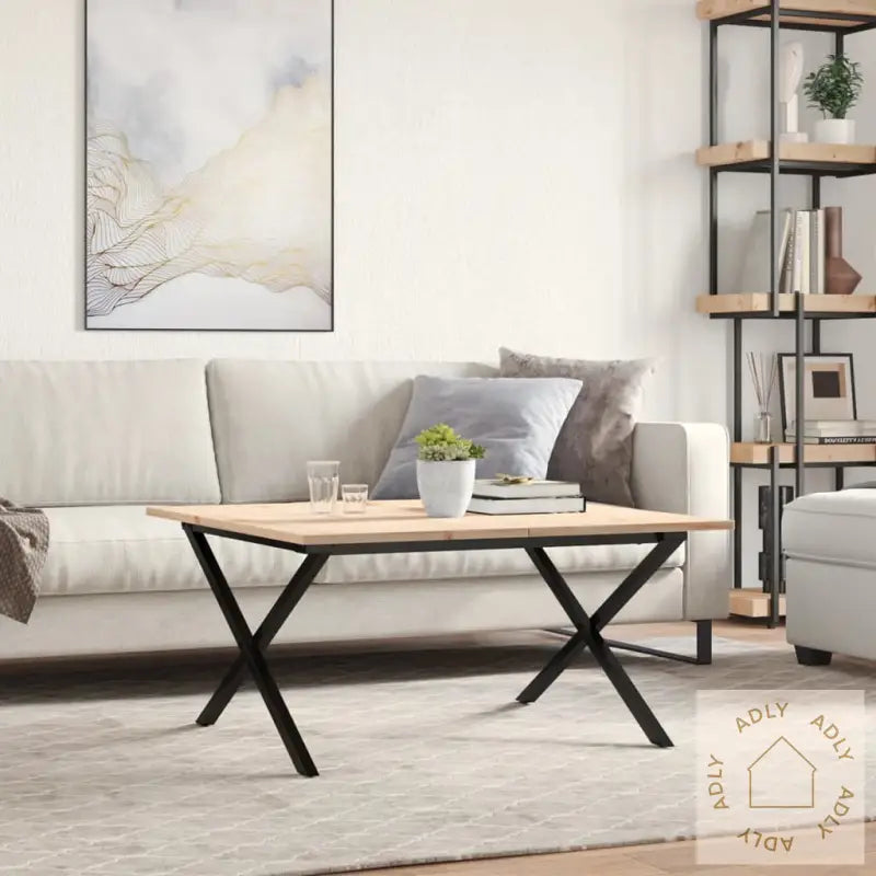 Salongbord X-Ramme 80X80X45 Cm Heltre Furu Og Stål