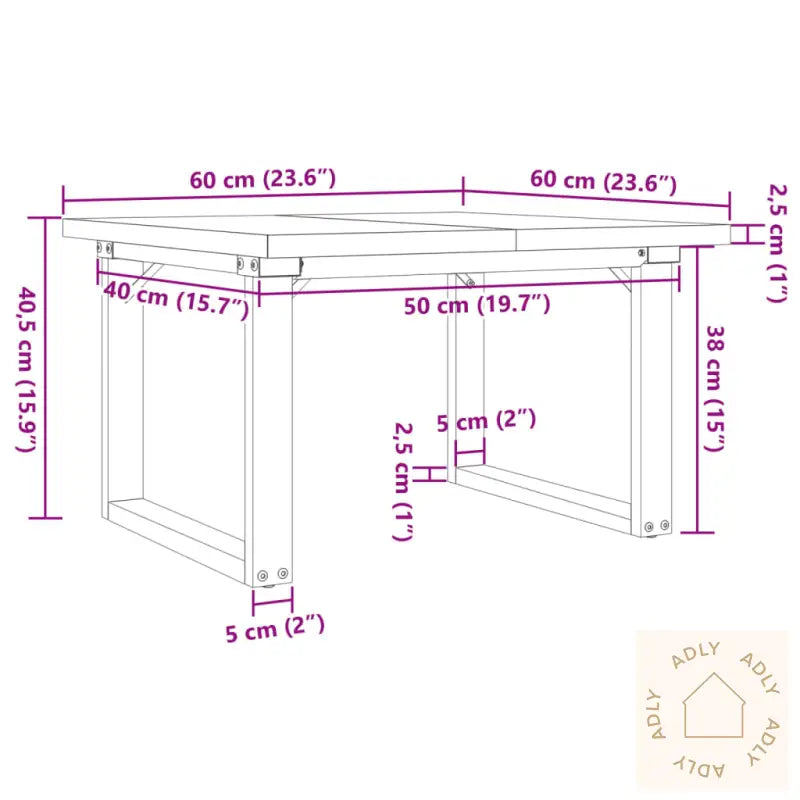 Salongbord O-Ramme 60X60X40,5 Cm Heltre Furu Og Stål