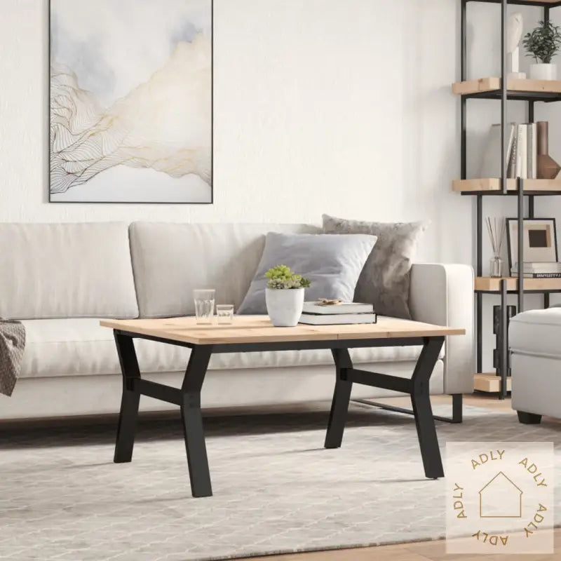 Salongbord Y-Ramme 80X80X45 Cm Heltre Furu Og Stål