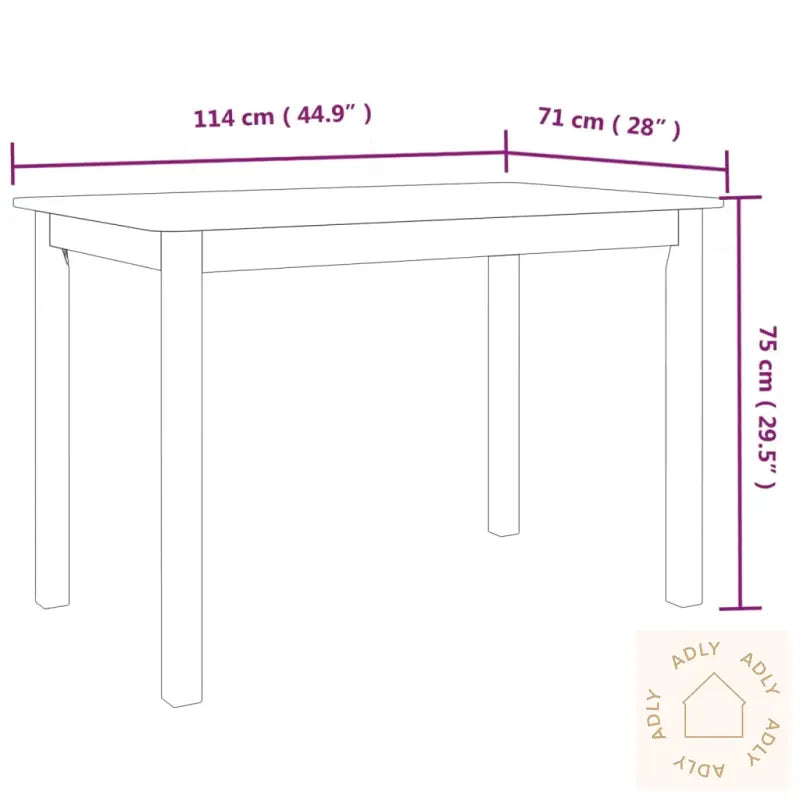 Spisebord Hvit 114X71X75 Cm Heltre Gummitre