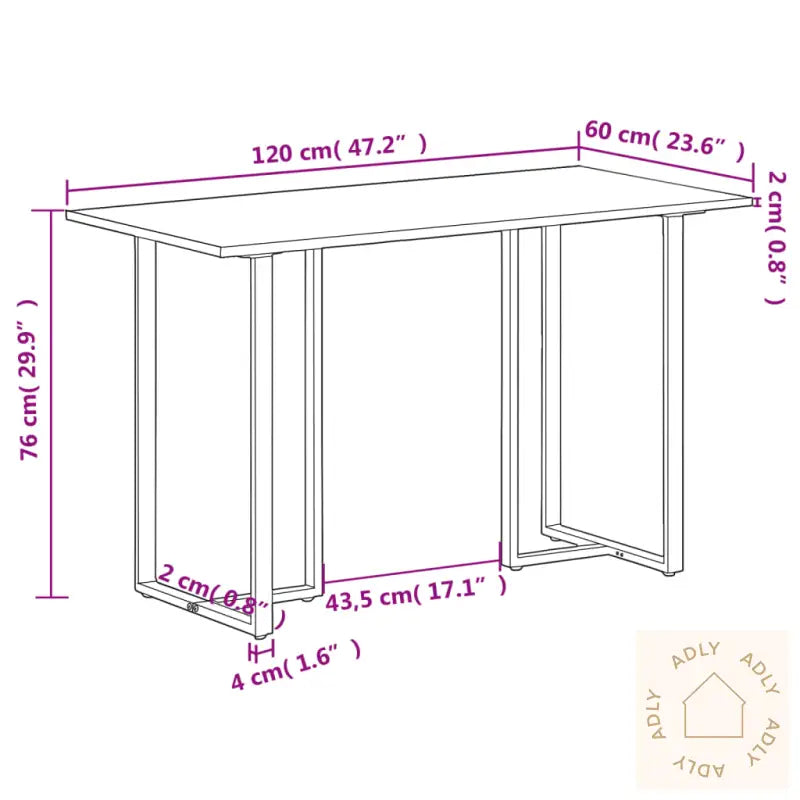 Spisebord 120 Cm Grovt Heltre Mangotre