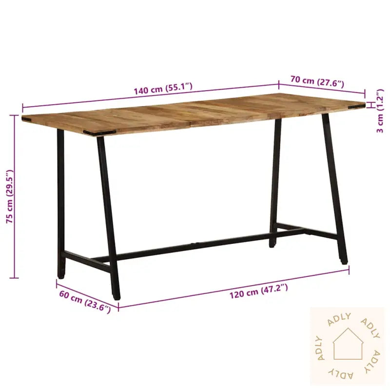 Spisebord 140X70X75 Cm Heltre Mango