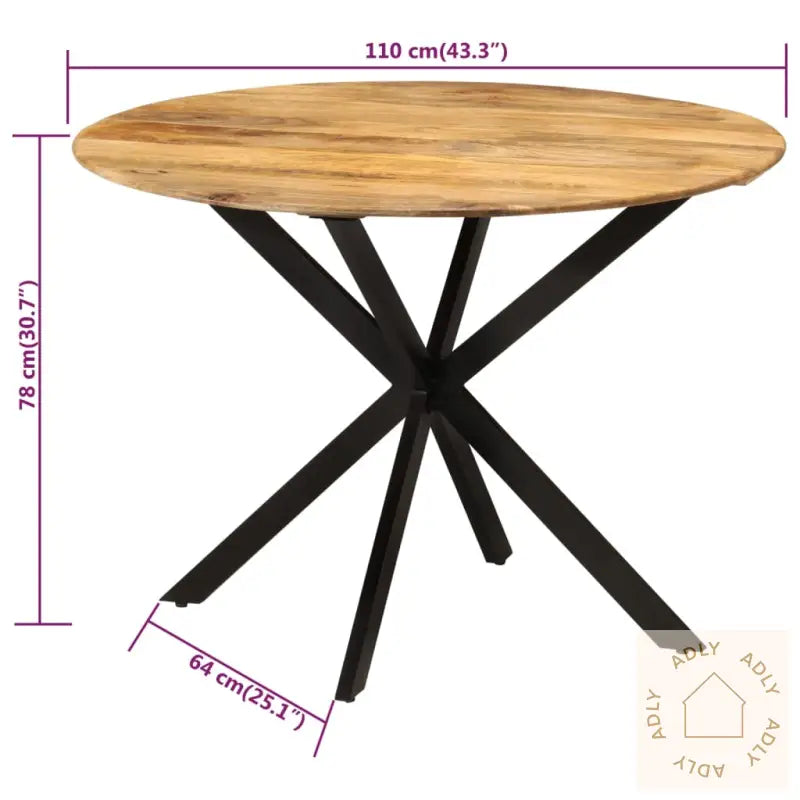 Spisebord Ø110X78 Cm Heltre Mango Og Stål