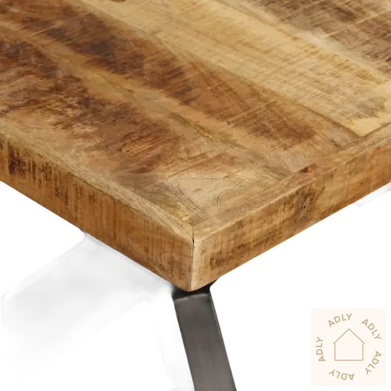 Bild av spisebord i grovt heltre mango med metallben, industriell stil