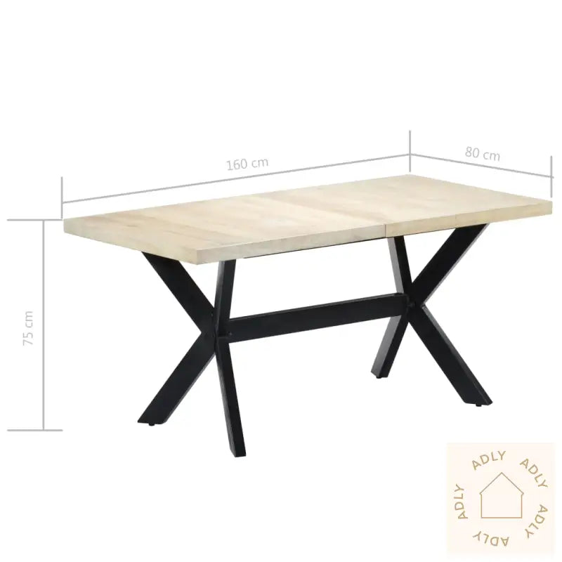 Spisebord 160X80X75 Cm Heltre Mango Hvit