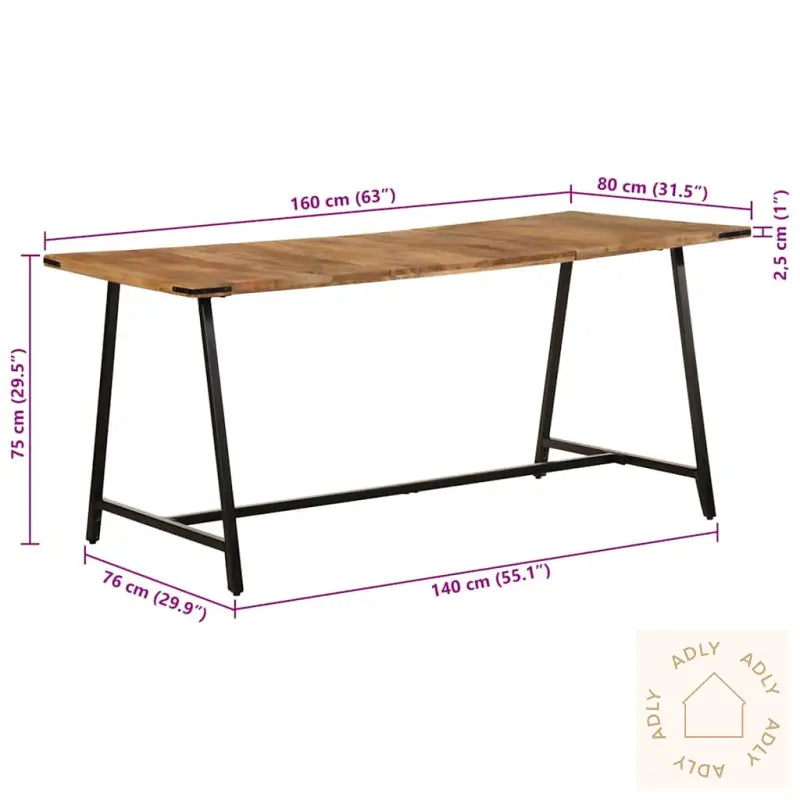 Spisebord 160X80X75 Cm Heltre Mango