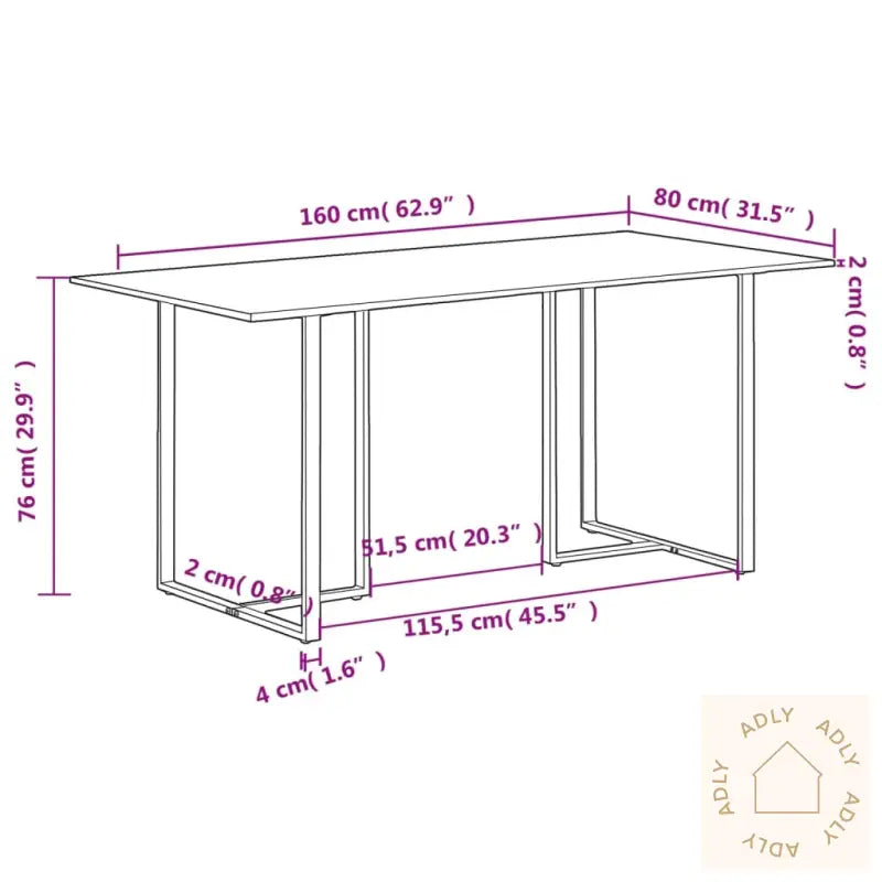 Spisebord 160 Cm Grovt Mangotre