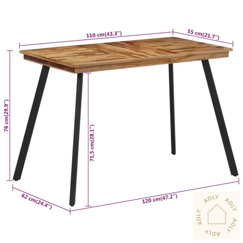 Spisebord 120X62X76 Cm Heltre Teak