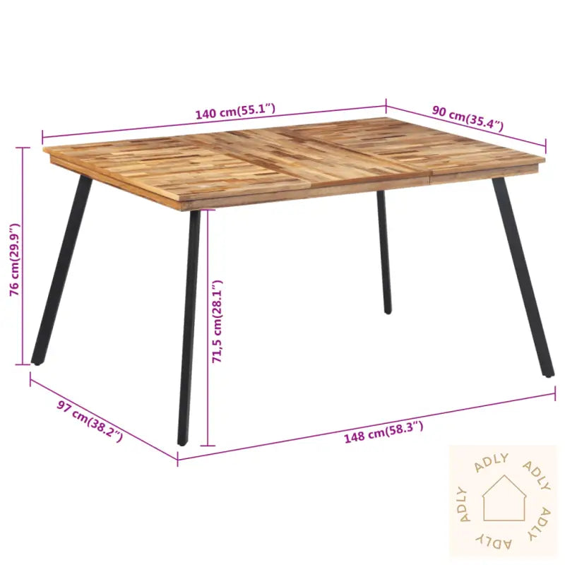 Spisebord 148X97X76 Cm Heltre Teak
