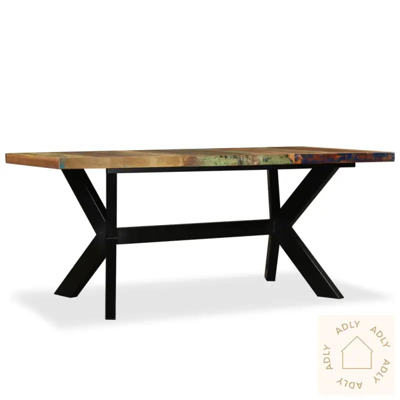 Spisebord Gjenvunnet Heltre Og Stålkryss 180 Cm