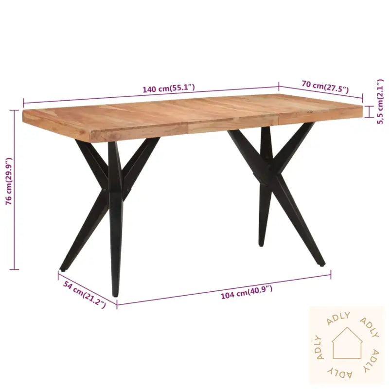 Spisebord Svart 140X70X76 Cm Heltre Akasie