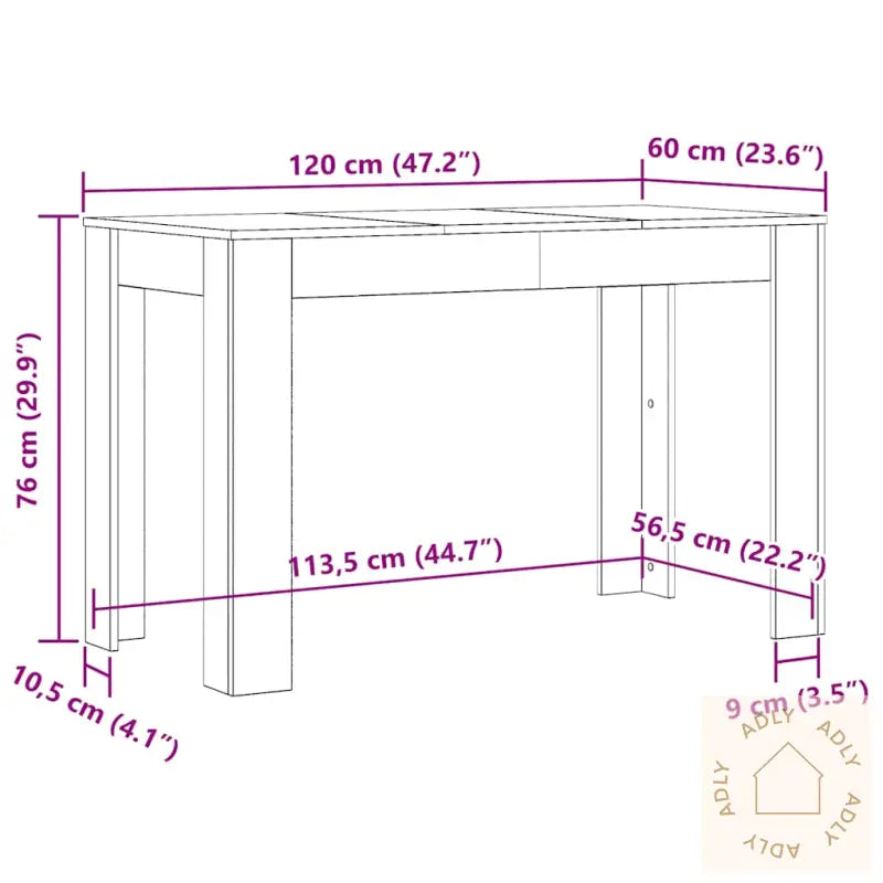 Spisebord Artisan Eik 120X60X76 Cm Konstruert Tre