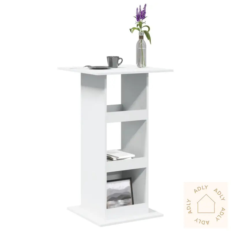 Barbord Med Oppbevaringsstativ Hvit 60X60X102 Cm Konstruert Tre