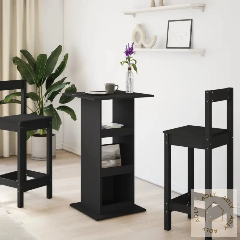 Barbord Med Oppbevaring Svart 60X60X102 Cm Konstruert Tre