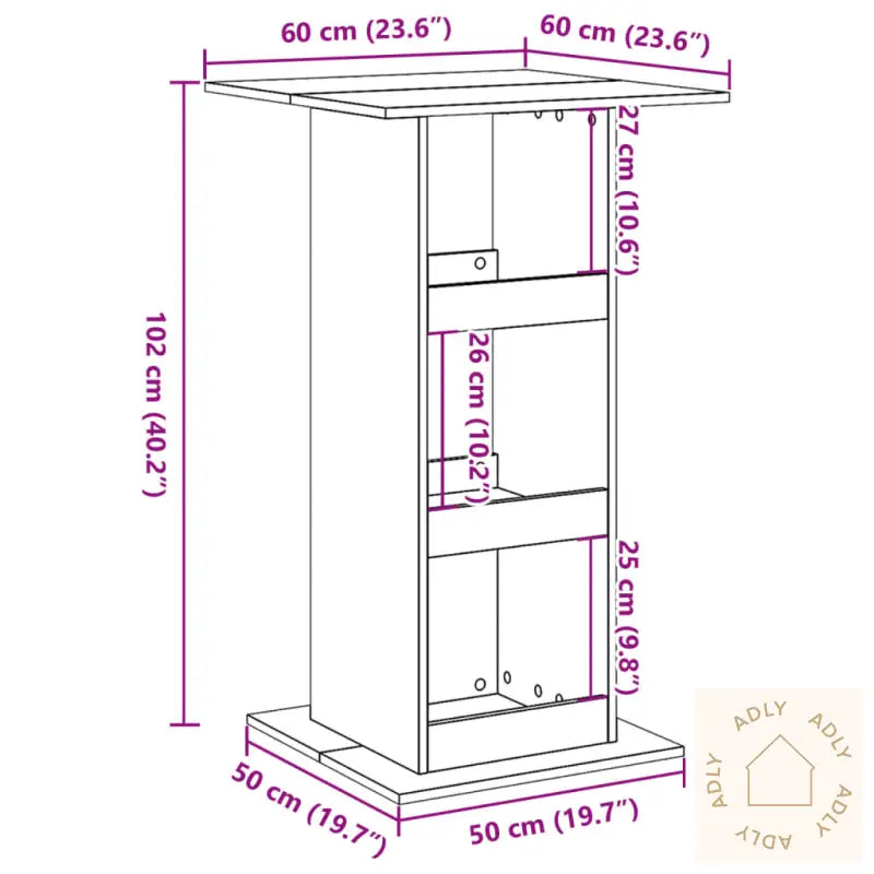 Barbord Med Oppbevaring Artisan Eik 60X60X102 Cm Konstruert Tre