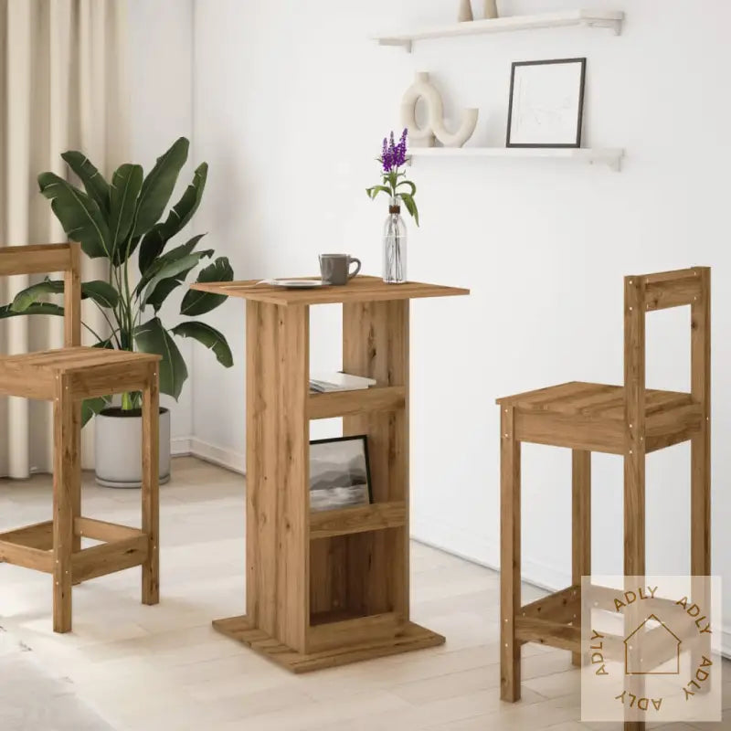 Barbord Med Oppbevaring Artisan Eik 60X60X102 Cm Konstruert Tre