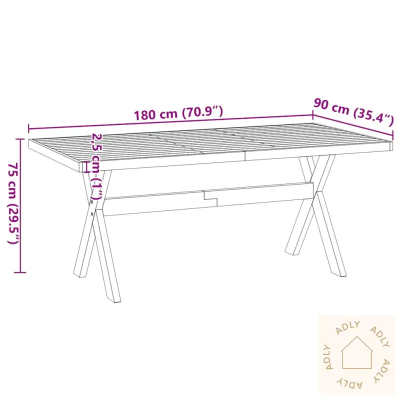 Spisebord Noain X-Formede Ben 180X90X75 Cm Heltre Furu