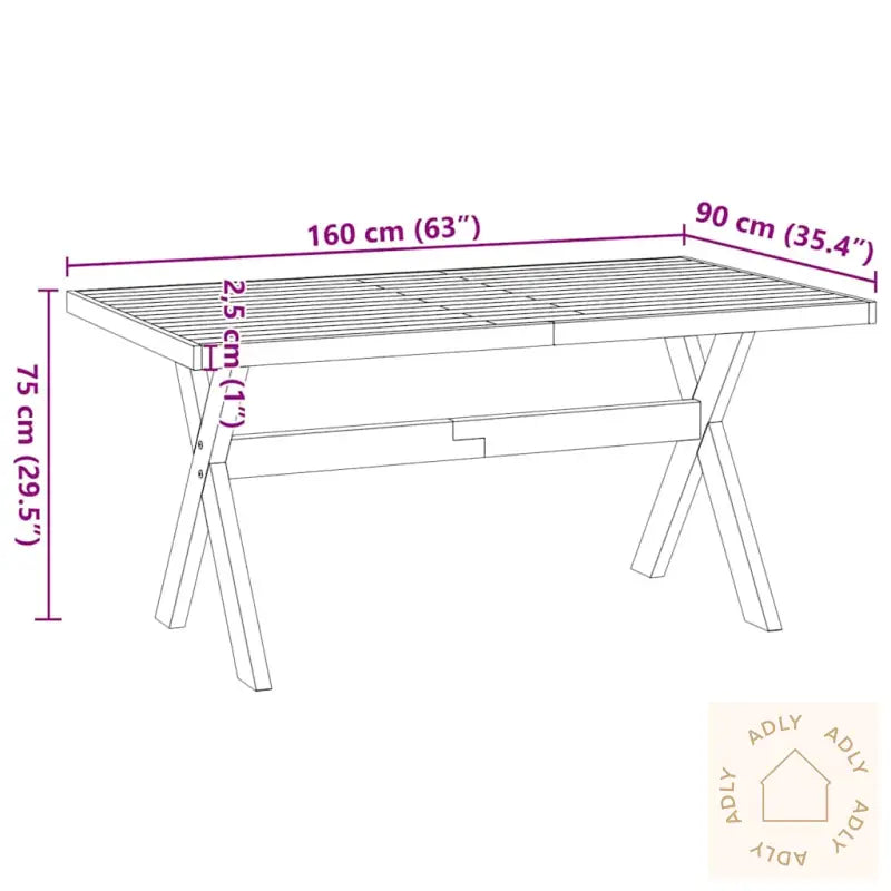 Spisebord Noain X-Formede Ben 160X90X75 Cm Heltre Furu