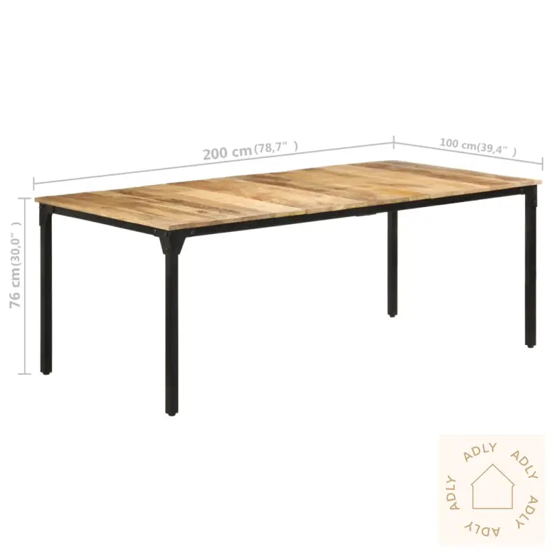 Spisebord 200X100X76 Cm Grovt Mango