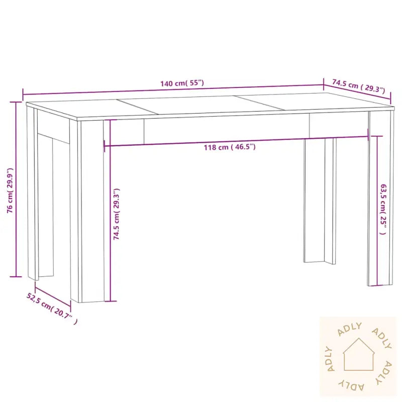 Spisebord Hvit 140X74,5X76 Cm Konstruert Tre