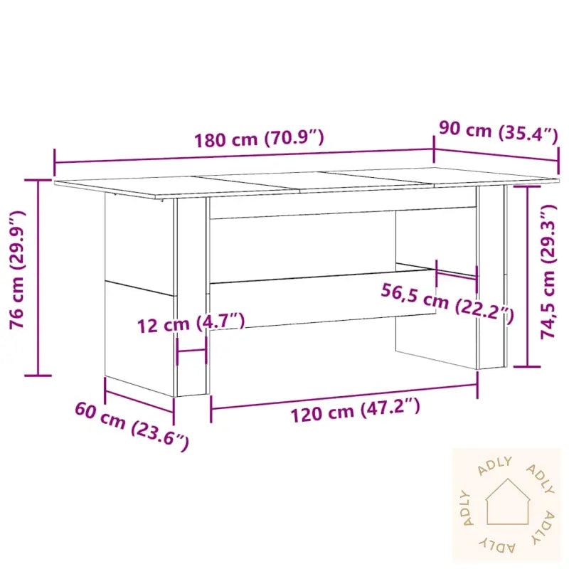 Spisebord Gammelt Tre 180X90X76 Cm Konstruert Tre