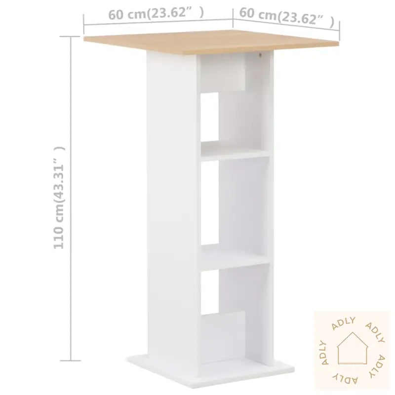 Barbord Hvit Og Sonoma Eik 60X60X110 Cm