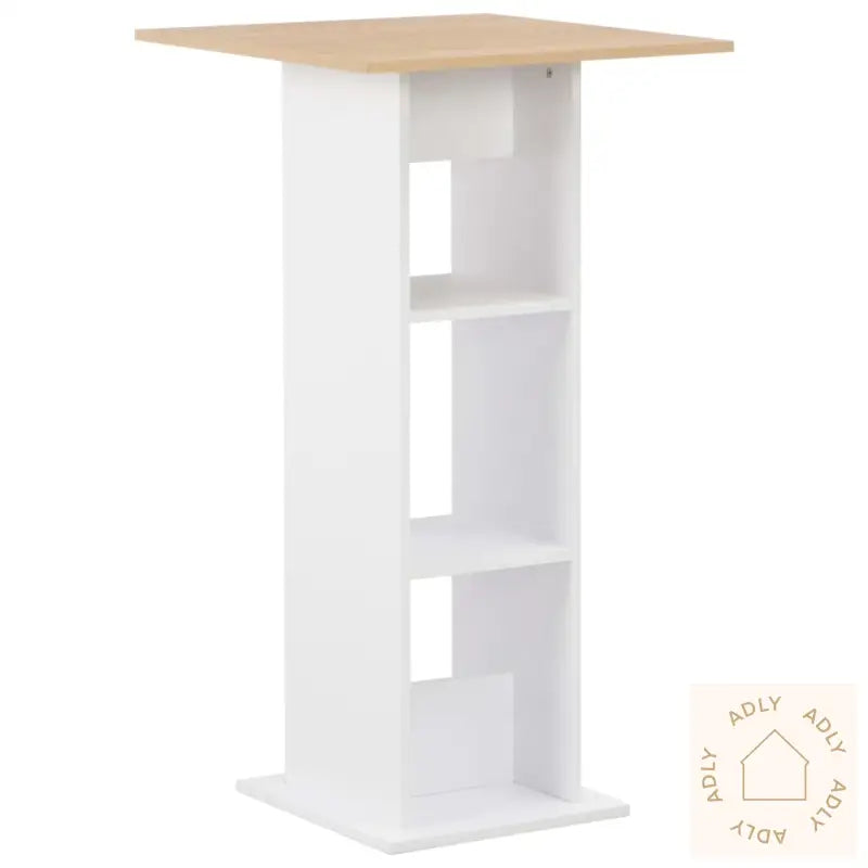 Barbord Hvit Og Sonoma Eik 60X60X110 Cm