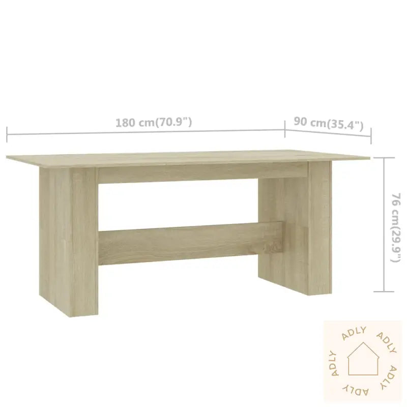 Spisebord Sonoma Eik 180X90X76 Cm Konstruert Tre