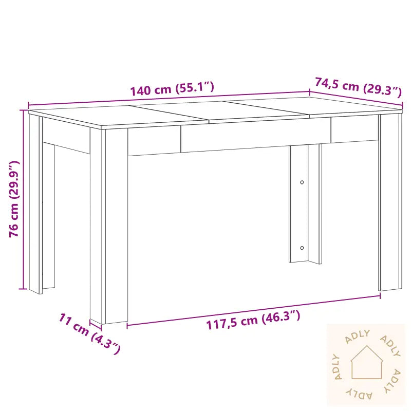 Spisebord I Svart Eik 140X74,5X76 Cm Ingeniørtre