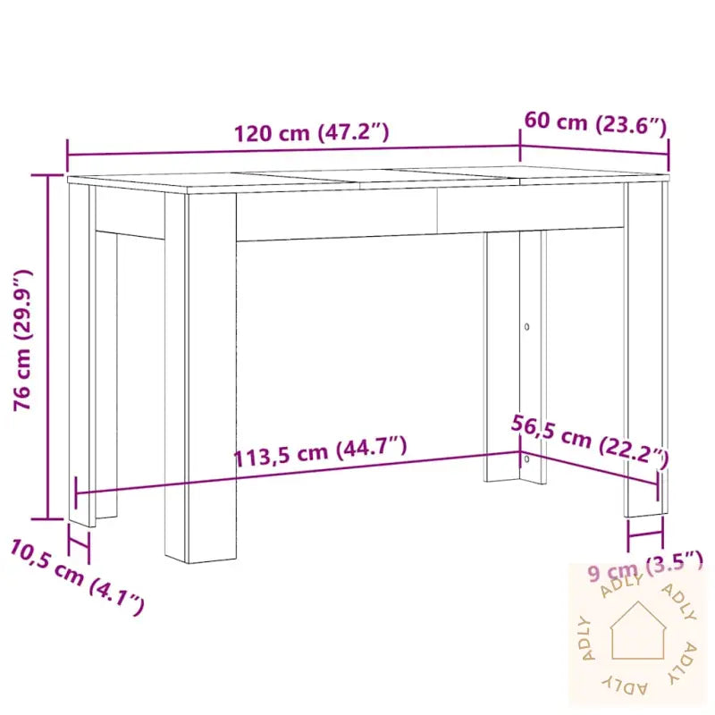 Spisebord Svart Eik 120X60X76 Cm Konstruert Tre
