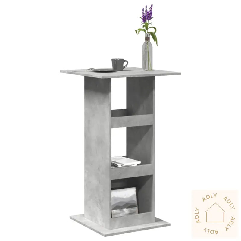 Barbord Med Oppbevaring Betonggrå 60X60X102 Cm Konstruert Tre