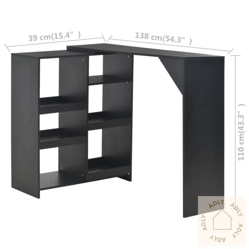 Barbord Med Flyttbar Hylle Svart 138X39X110 Cm