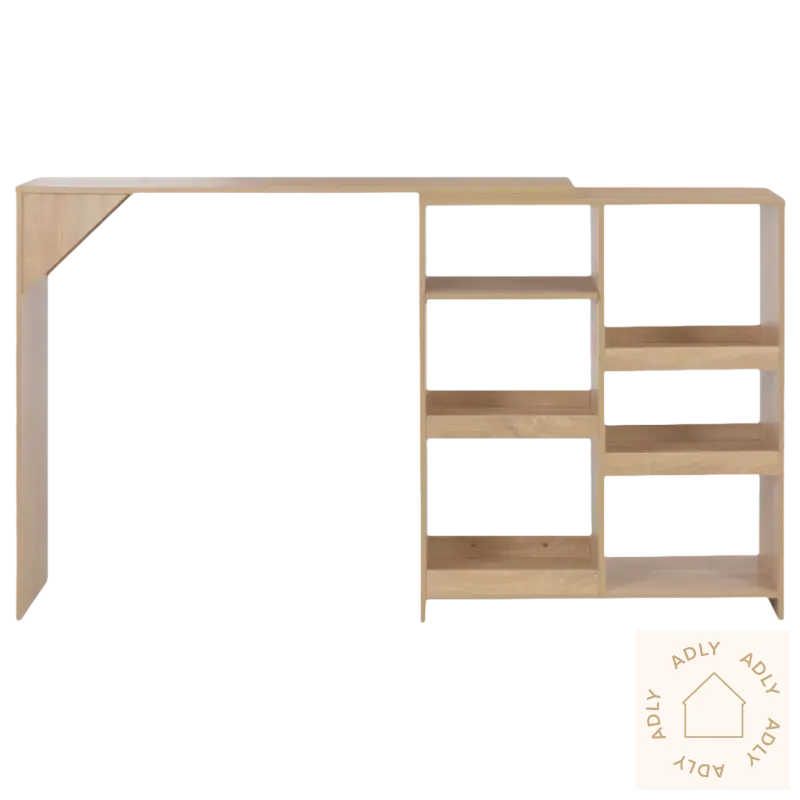 Wooden desk with flyttbar hylle som passer perfekt til små rom, moderne design
