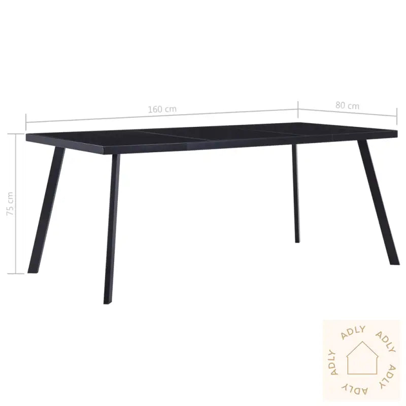 Spisebord Svart 160X80X75 Cm Herdet Glass